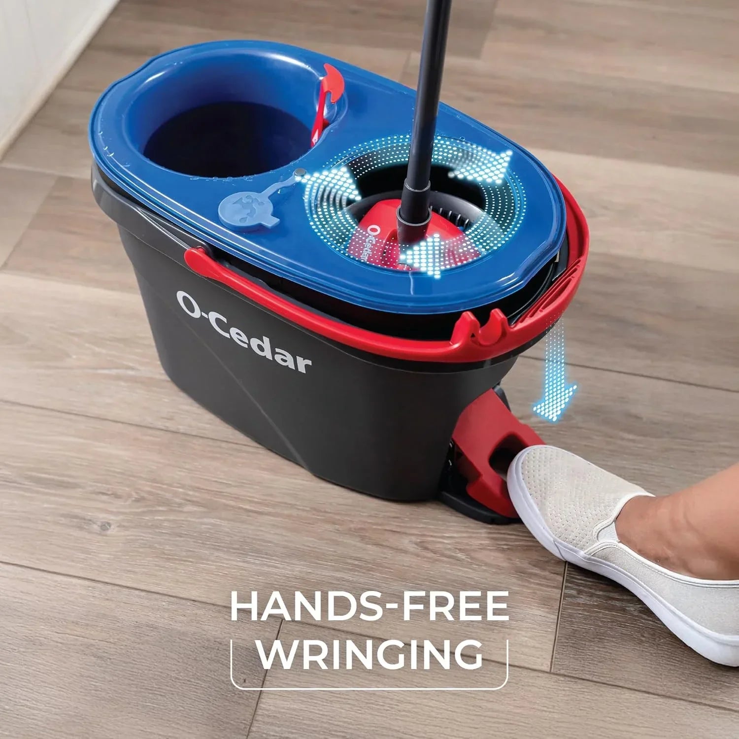 O-Cedar RinseClean Spin Mop & Bucket System + 2 Extra Mop Heads | Clean with Water | Removes 99% of Bacteria