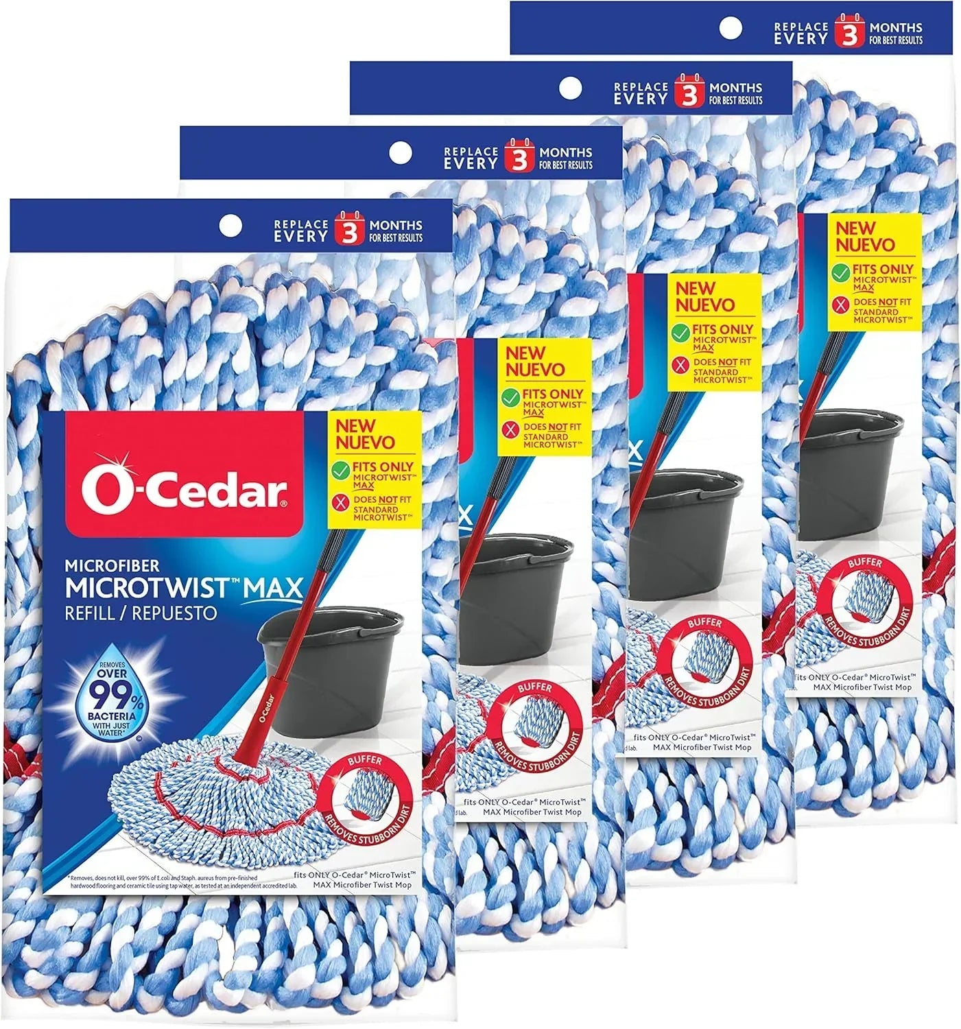 O-Cedar MicroTwist MAX Microfiber Refill (Pack of 4)