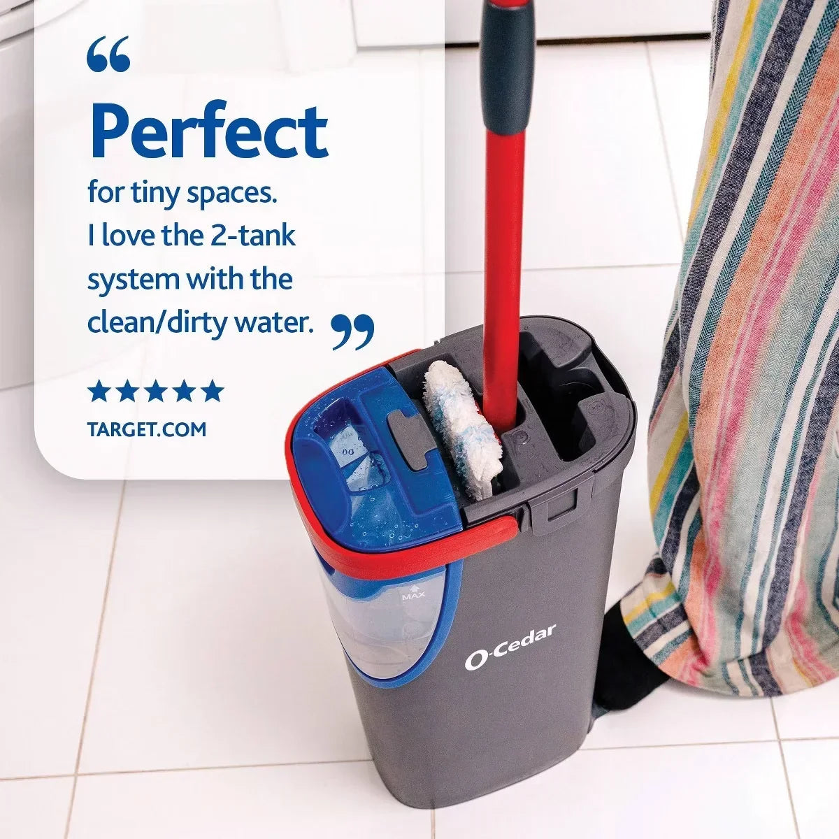O-Cedar H2prO Flat Mop System: Steel Handle, Microfiber Head