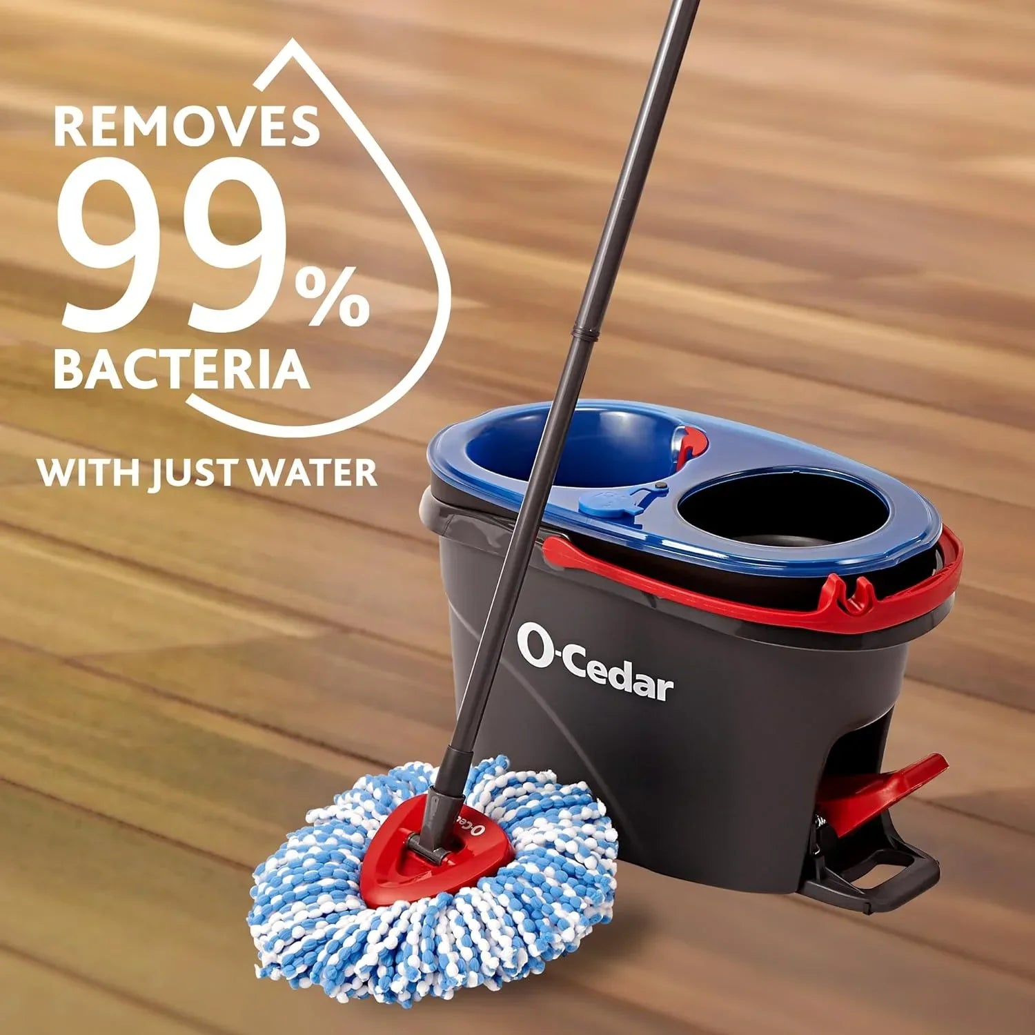 O-Cedar EasyWring RinseClean Microfiber Spin Mop & Bucket Floor Cleaning System with 3 Extra Refills, Plastic, Grey