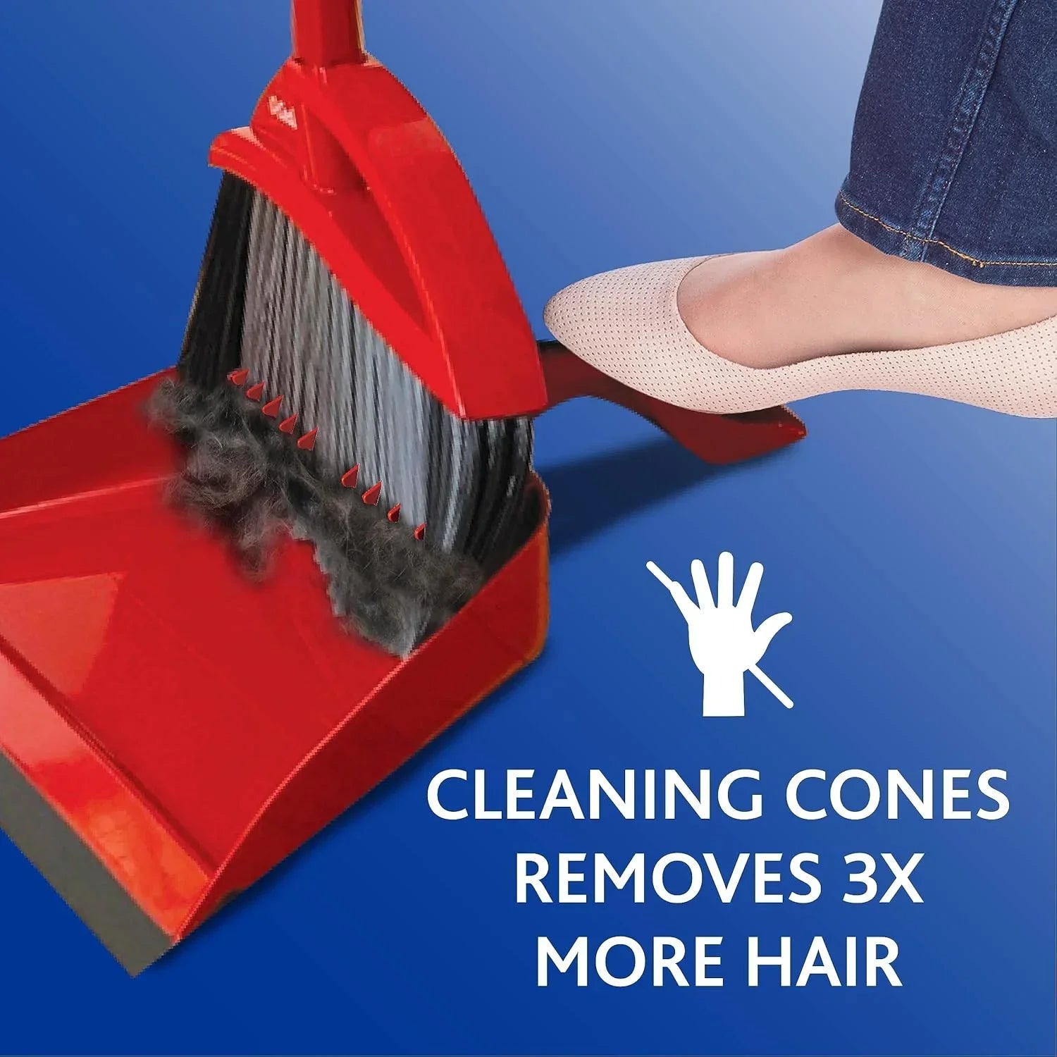O-Cedar Scrunge Multi-Use (Pack of 6) Non-Scratch, Odor-Resistant All-Purpose Scrubbing Sponge & Pet Pro Broom & Step-On Dustpan PowerCorner, Red