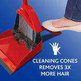 O-Cedar Scrunge Multi-Use (Pack of 6) Non-Scratch, Odor-Resistant All-Purpose Scrubbing Sponge & Pet Pro Broom & Step-On Dustpan PowerCorner, Red