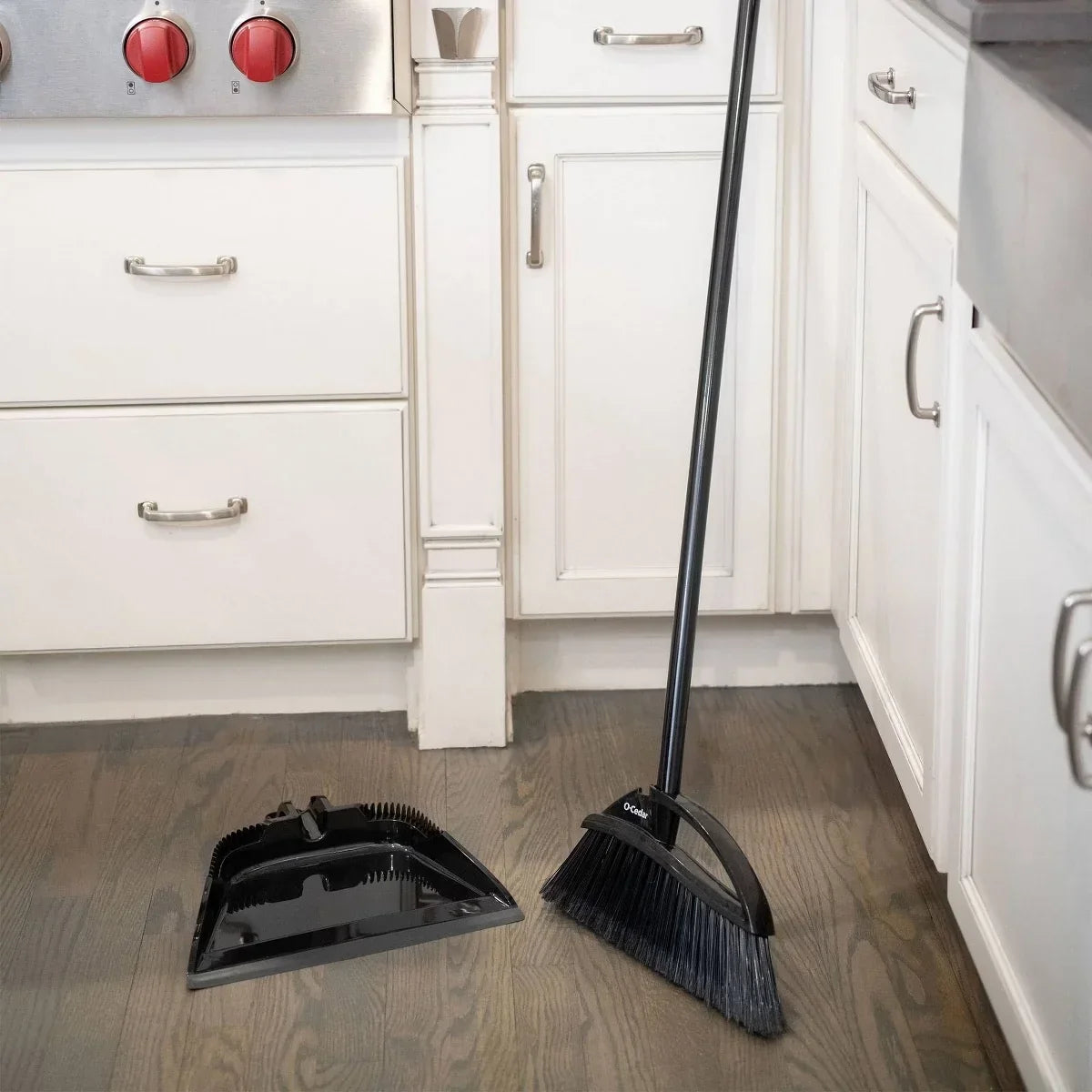 O-Cedar Indoor/Outdoor Strong Sweep Broom with Step On Dust Pan