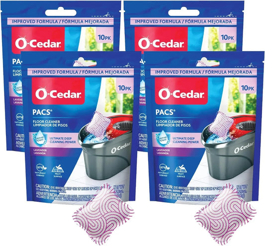 O-Cedar Floor Cleaning 40ct Pacs Lavender Scent 10ct (4-Packs)