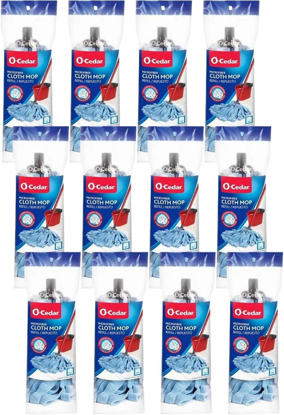 O-Cedar Microfiber Cleaning Cloth Mop Refill, Reusable & Machine Washable (Pack of 12)