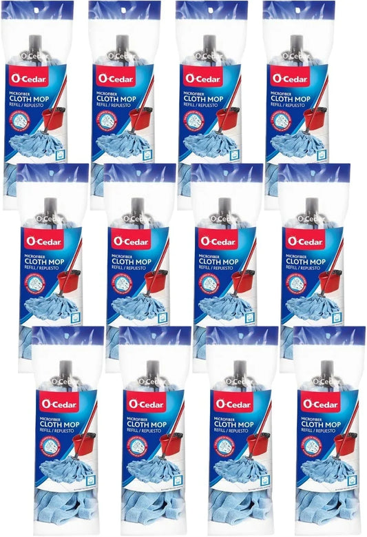 O-Cedar Microfiber Cleaning Cloth Mop Refill, Reusable & Machine Washable (Pack of 12)