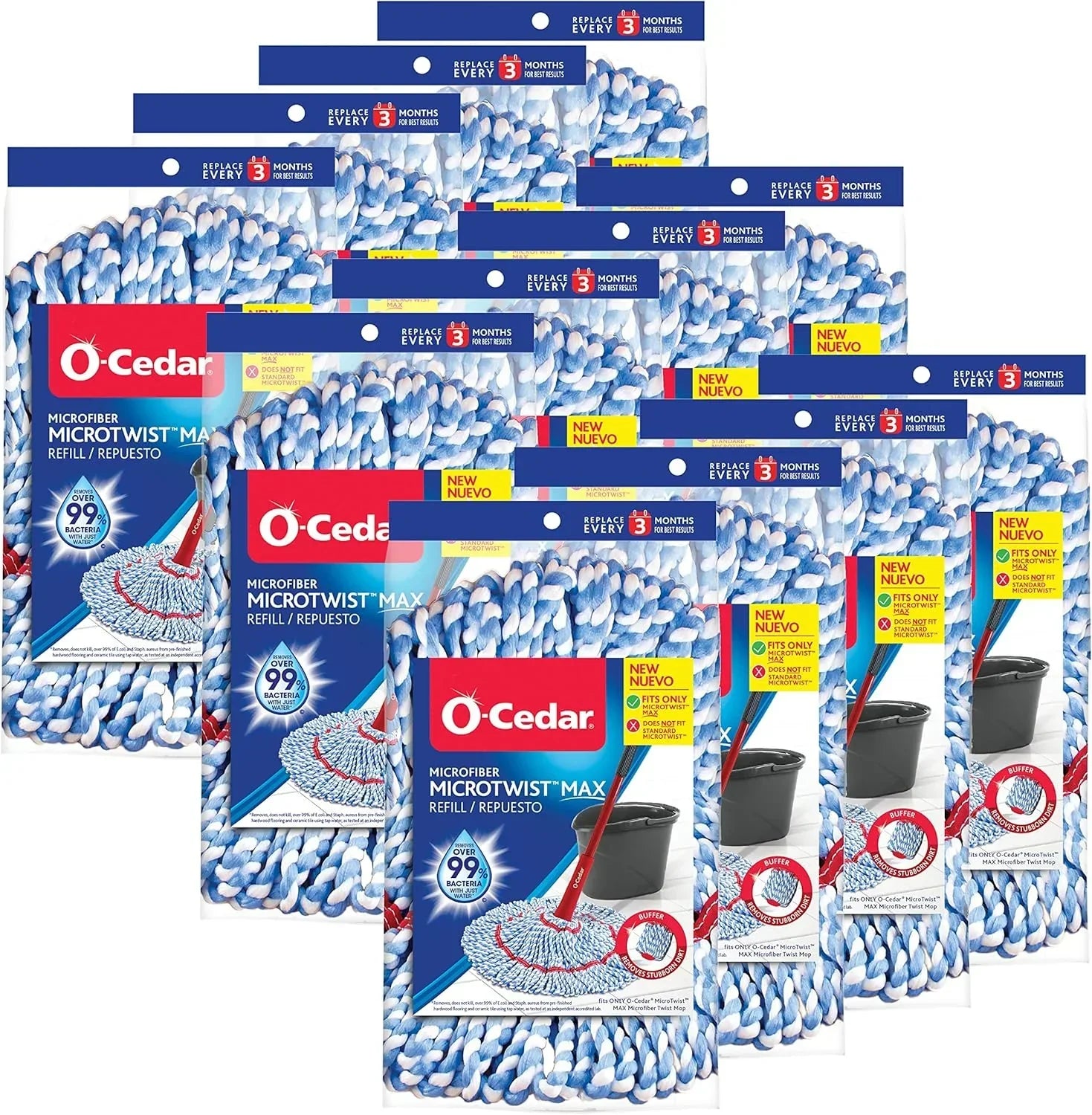 O-Cedar MicroTwist MAX Microfiber Refill (Pack of 12)