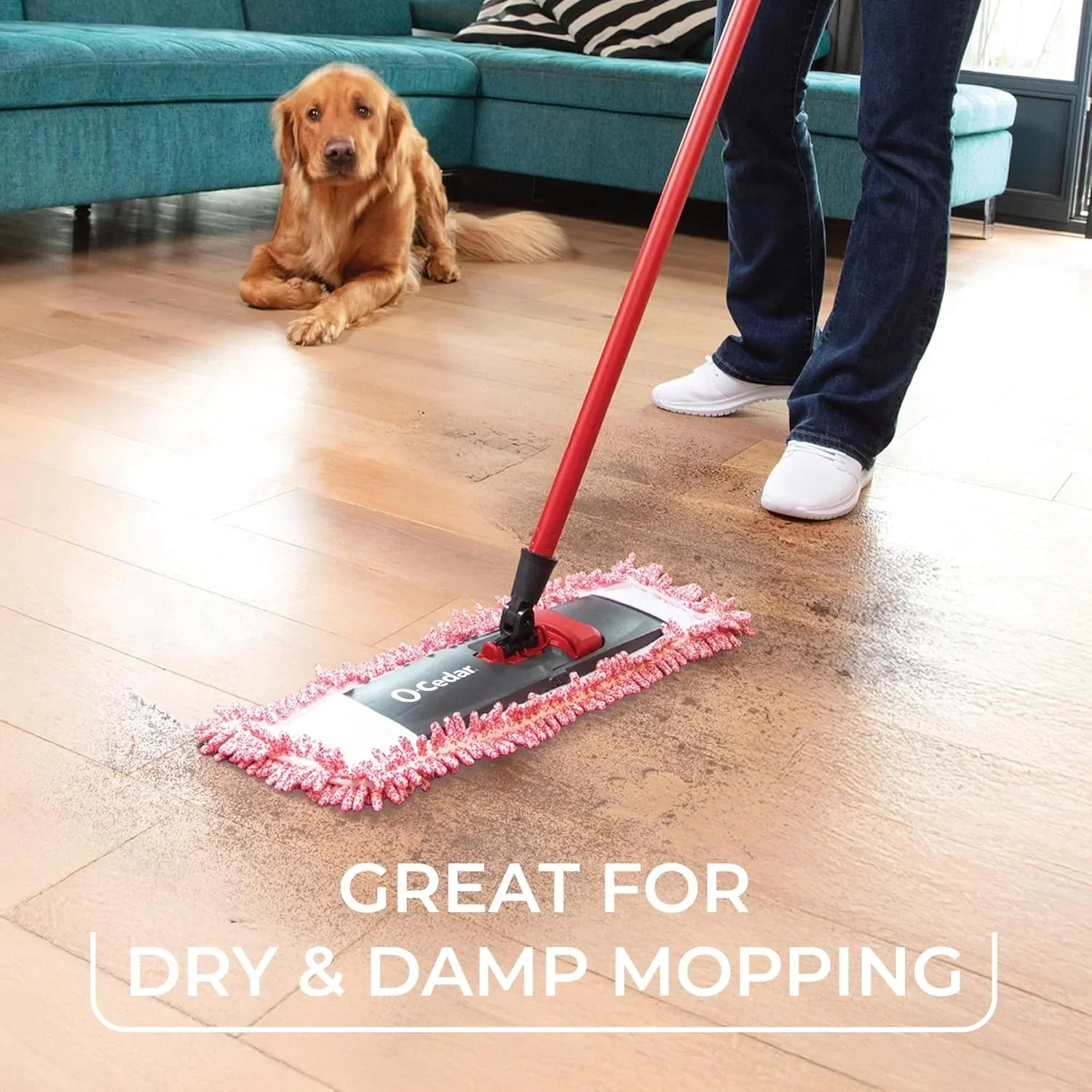 O-Cedar Pet Pro Microfiber Hair & Dust Mop | 3X Pet Hair Removal* | Electrostatic Dry Dust Mop for Dog & Cat Homes | Hardwood, Tile & Hard Floor Cleaning
