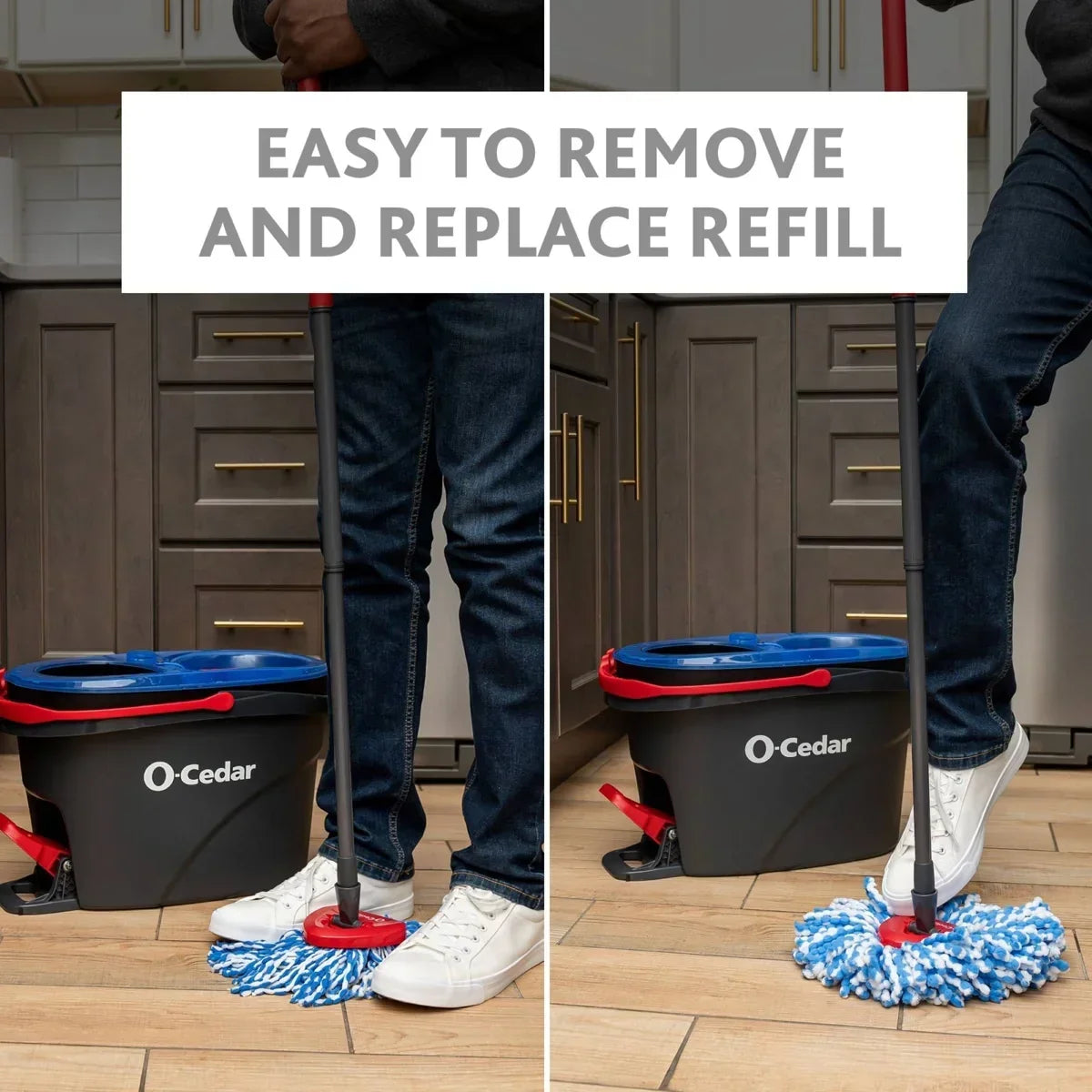 O-Cedar RinseClean Spin Mop & Bucket System Cleaning Tools and Accessories + 2 Pack Cleaning Tool Refills