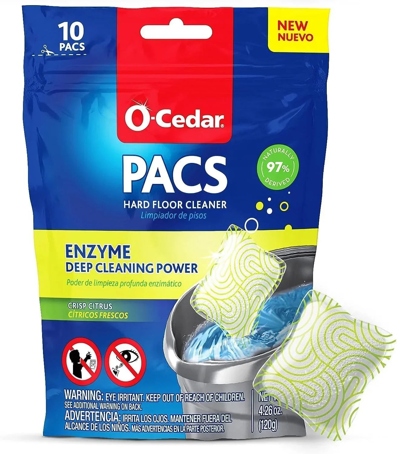 O-Cedar MicroTwist MAX Microfiber Mop with 2 MicroTwist MAX Refills and Citrus Floor Cleaning PACS (Variety Pack)