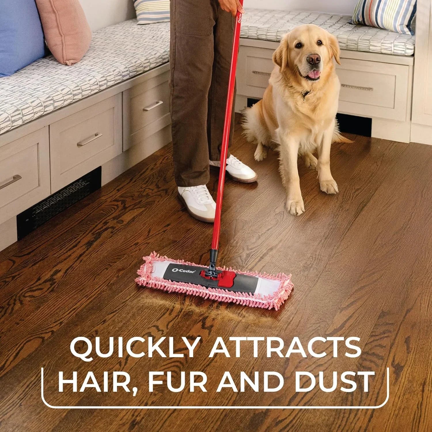 O-Cedar Pet Pro Microfiber Hair & Dust Mop | 3X Pet Hair Removal* | Electrostatic Dry Dust Mop for Dog & Cat Homes | Hardwood, Tile & Hard Floor Cleaning