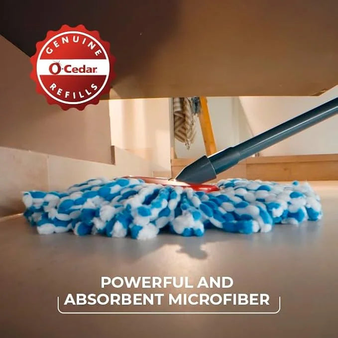 O-Cedar RinseClean Microfiber Spin Mop & Bucket Floor Cleaning System with 4 Extra Mop Head Replacements