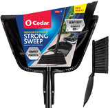 O-Cedar Strong Sweep Broom and Dustpan Set with Detail Brush | Indoor Outdoor Heavy Duty Stiff Bristle Broom | Step-On Dust Pan