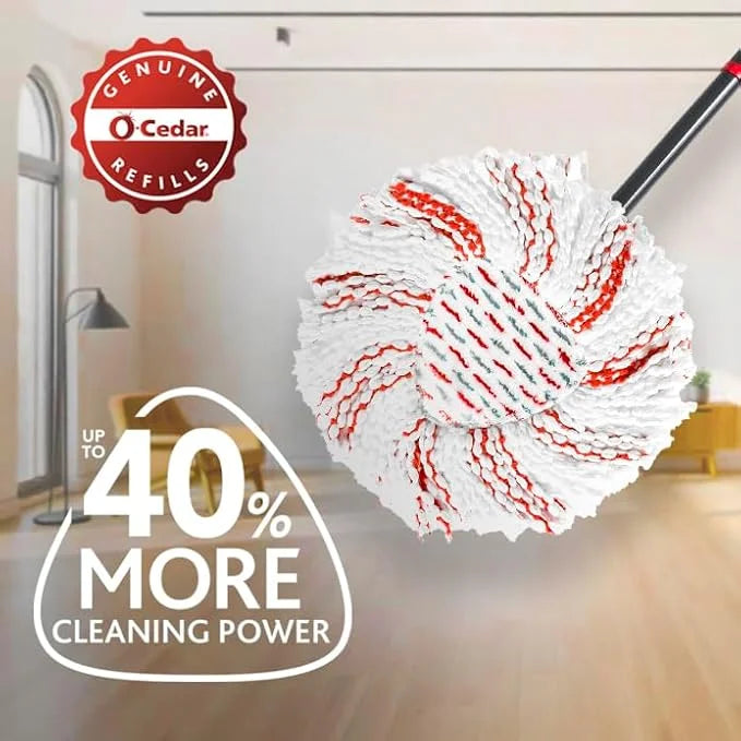 O-Cedar EasyWring Deep Clean Refill | 40% More Cleaning Power | Microfiber Mop Refill Compatible with O-Cedar EasyWring Spin Mop & Bucket System (Pack of 4)