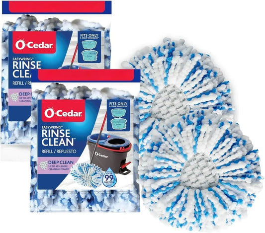 O-Cedar Genuine RinseClean Deep Clean Spin Mop Head Replacement | Machine Washable | Reusable | Microfiber Refill | 40% More Cleaning Power (Pack of 2)