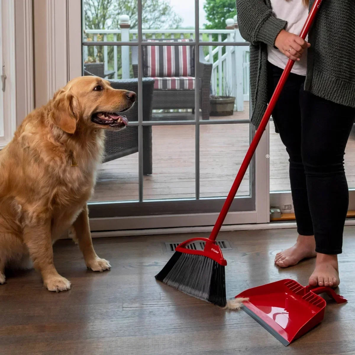 O-Cedar PowerCorner Pet Pro Broom with Step-On Dustpan
