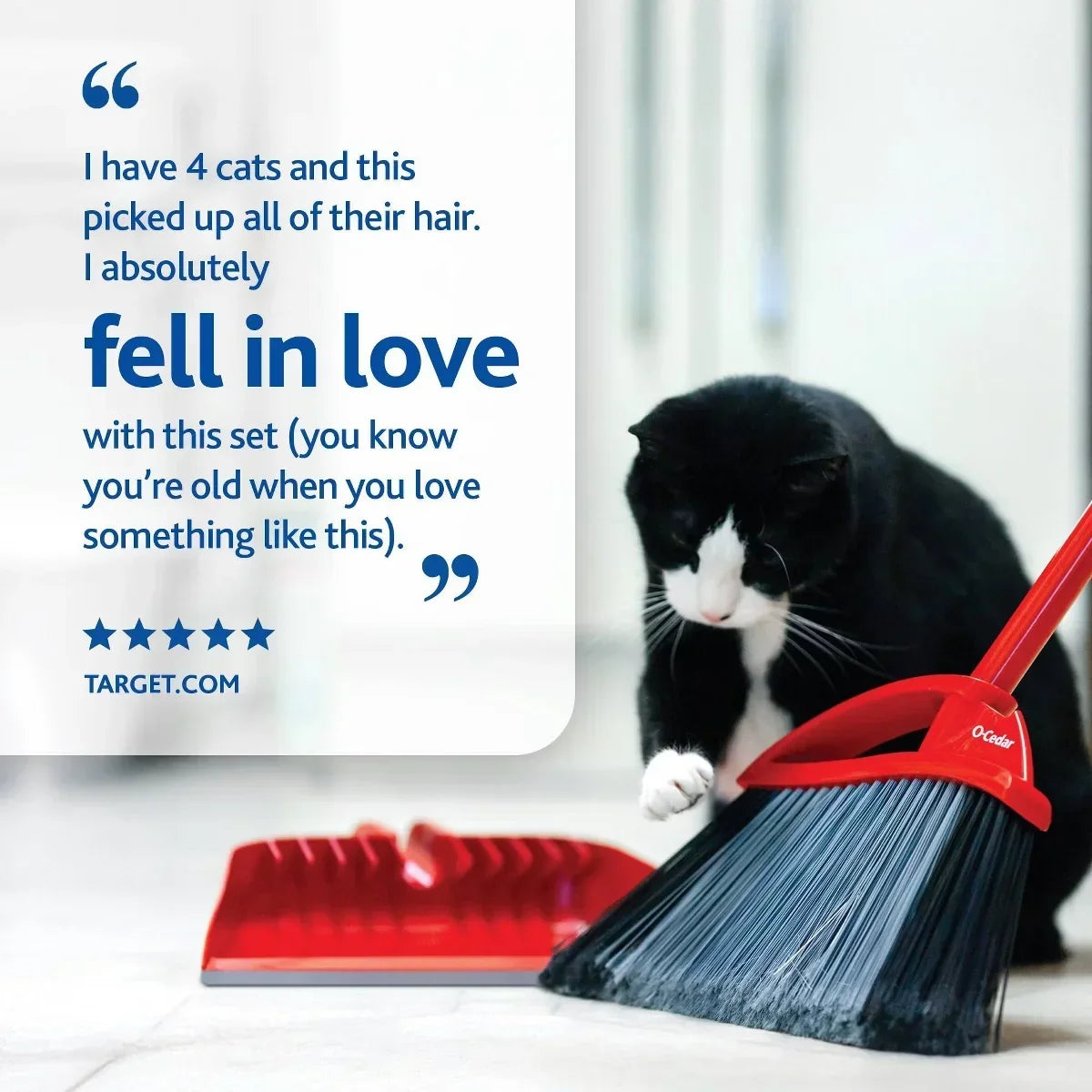 O-Cedar PowerCorner Pet Pro Broom with Step-On Dustpan